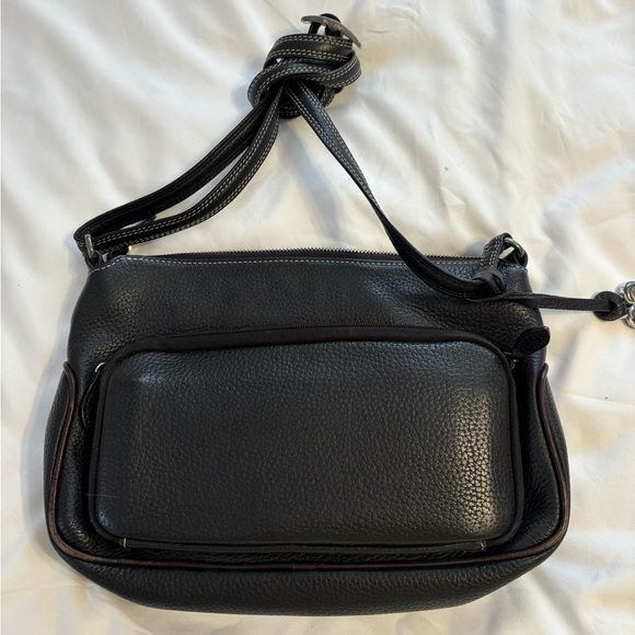 Brighton Leather Shoulder Bag Brown & Black Croc Embossed Heart Buckle - Picture 7 of 11